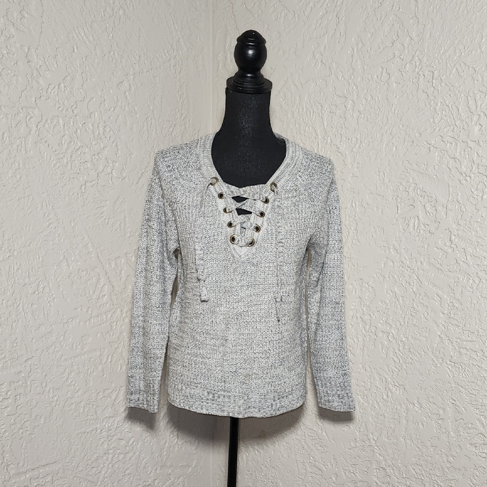 Juniors' It's Our Time Lace-Up Sweater